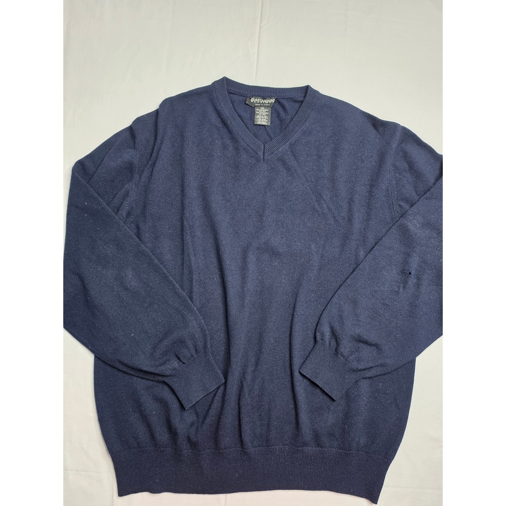 Hathaway Platinum Sweater Men 2XL Navy Blue Cashmere Tight Knit V-Neck Warm Wear